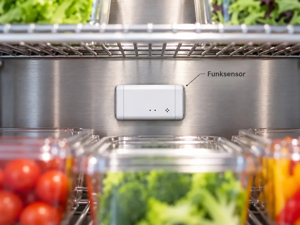 Kabelloser HACCP-Temperatursensor im Gastronomie-Kühlschrank